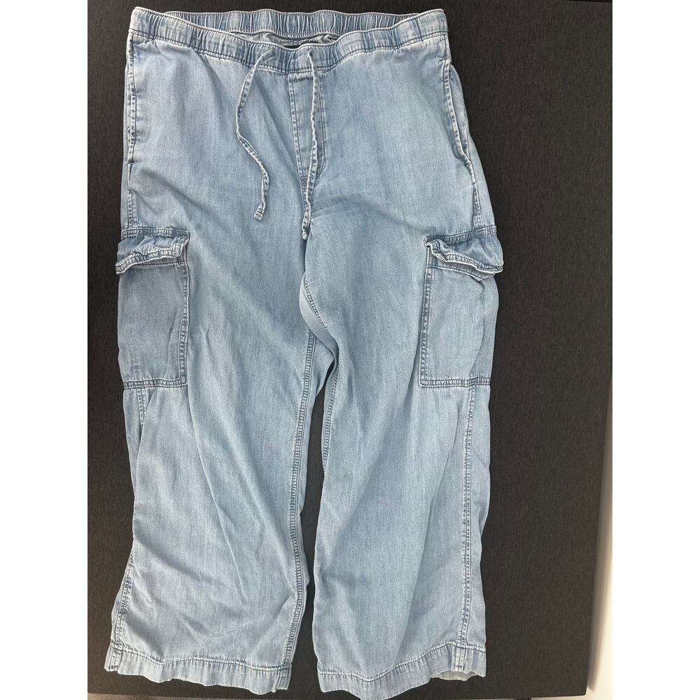 GAP Lazy Lightweight Pull-On Cargo Pants Size L Medium Indigo Light Wash